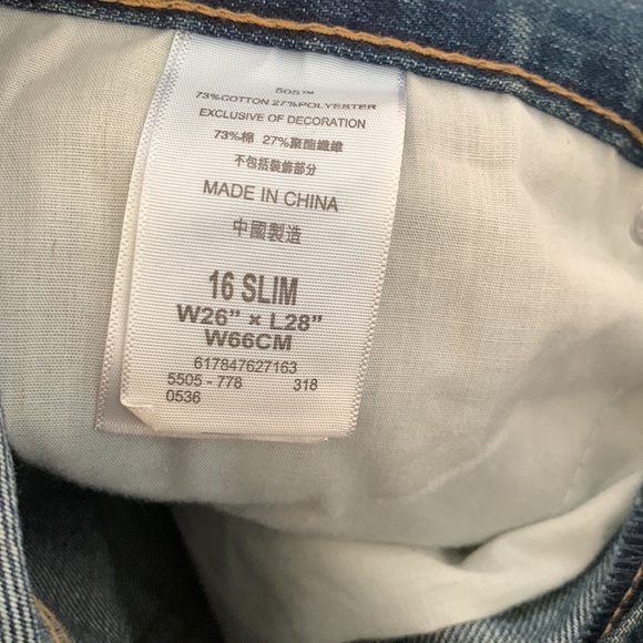 Levi's 505 Straight Leg Jeans Sz 16 Slim - Picture 6 of 9